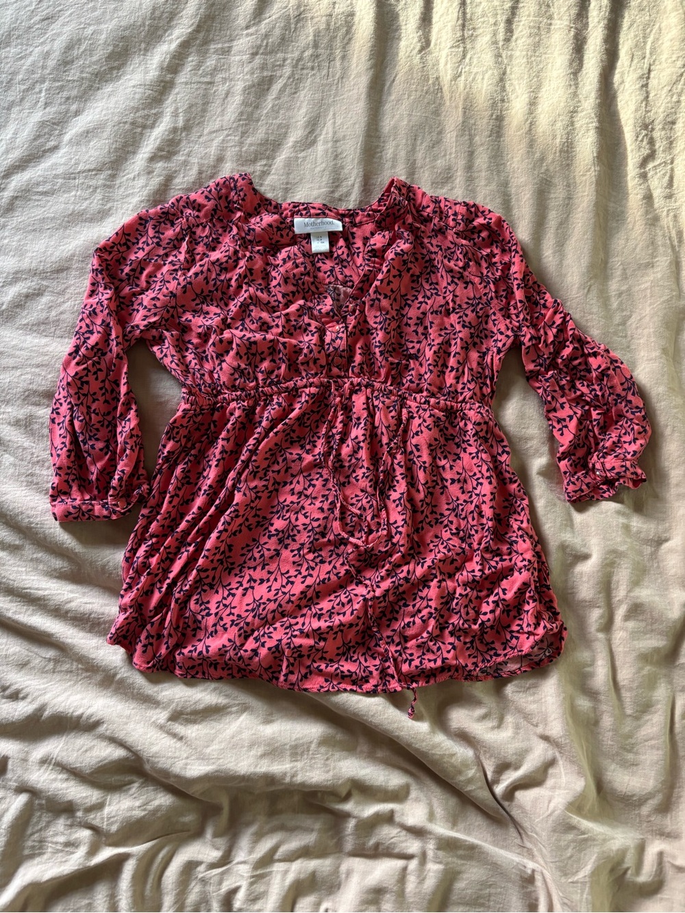 Motherhood Maternity Pink Floral Peasant Top